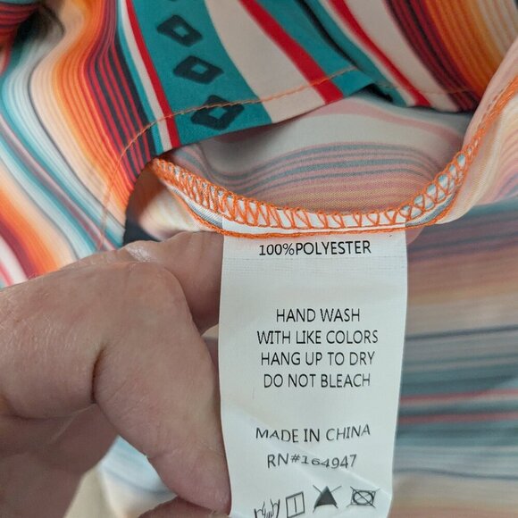 ROWDY CROWD CLOTHING Multi-Color Stripe, Satin Ruffled Top; Size M - Picture 5 of 5